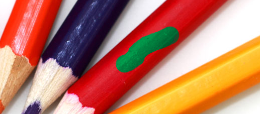 part of red pencil is green