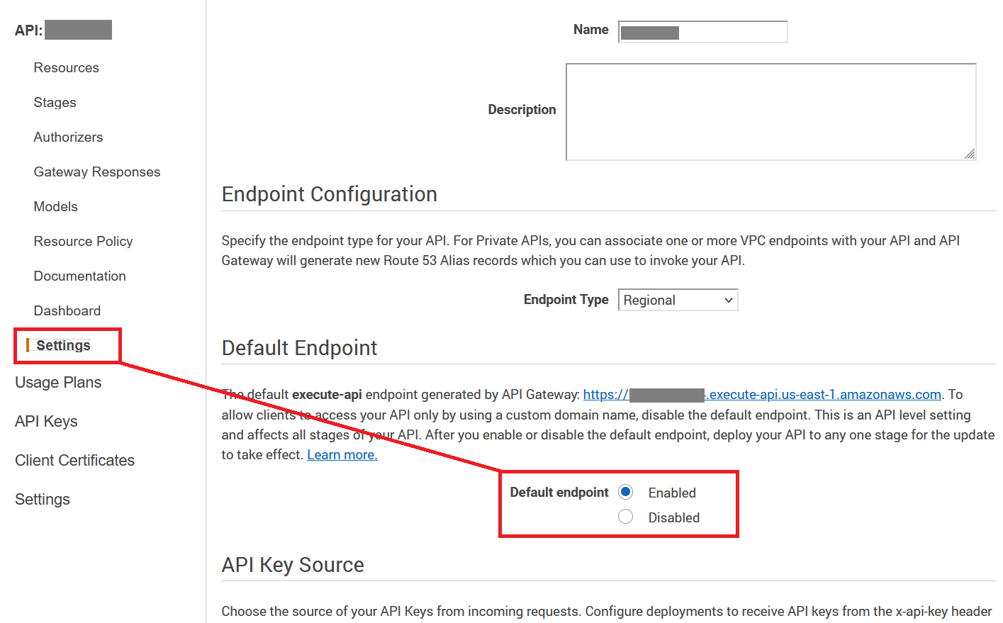 enable default endpoint settings menu